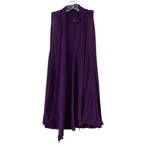 Athleta Women’s Purple Sleeveless Striped Cowl Neck Cardigan Size XL